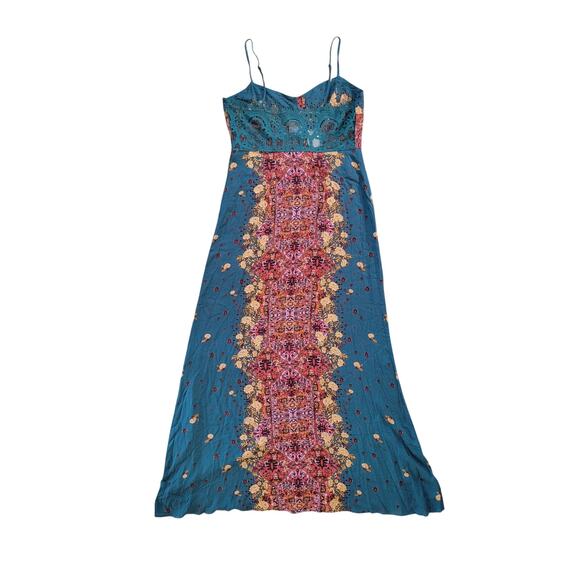 NWT Intimately Free People Morning Song Jade Teal Printed Boho Slip Dress Size L - Picture 6 of 7